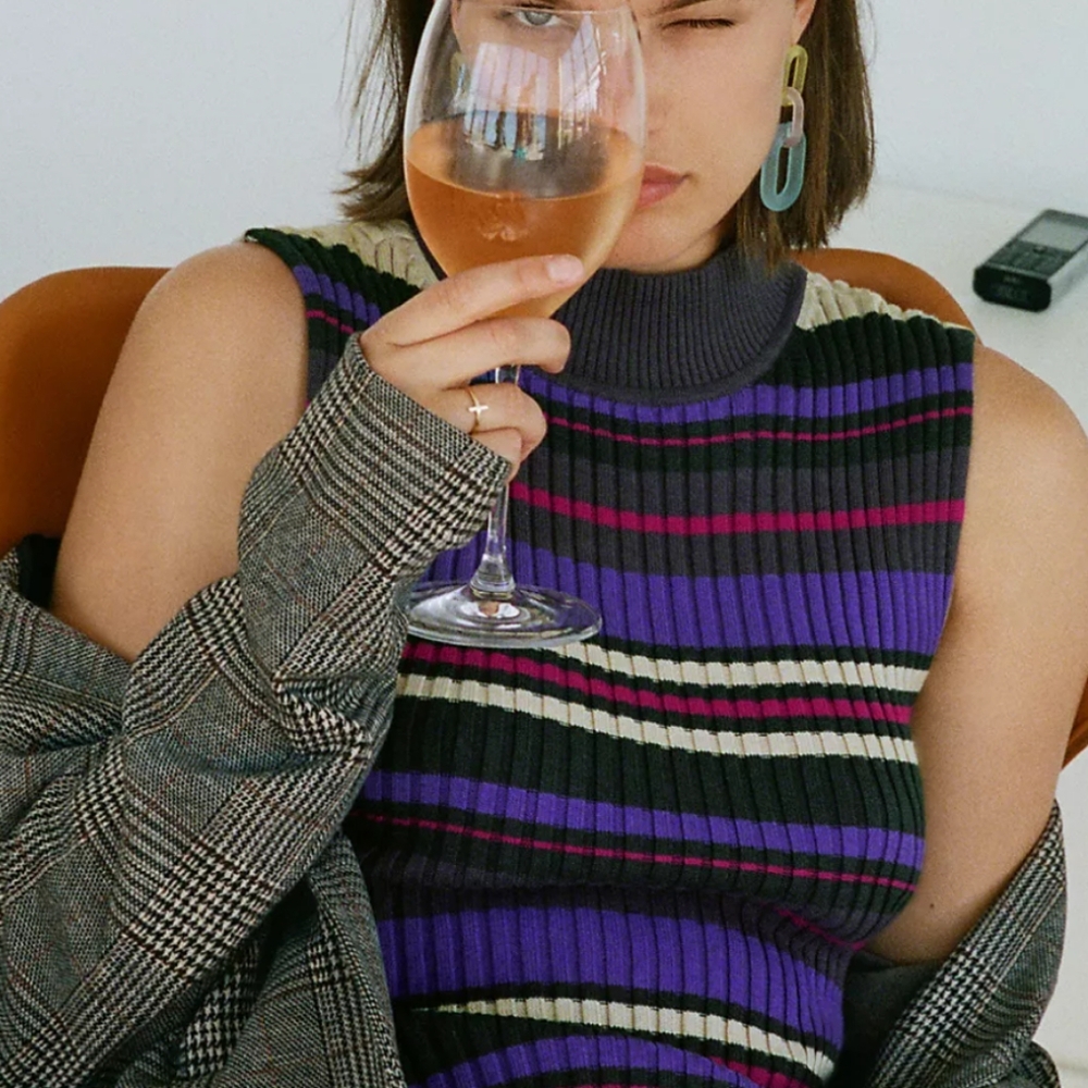 Dolan Purple and Yellow Striped Midi Dress - Picture 4 of 8